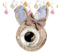 Farmhouse Rabbit Served Woven Trays, Rabbit Rattan Serving Tably | Dining Tray Plate Plate for Easter, Rustic Holidays Rabbit Servingware for Sweets, Bread, Juice Display