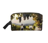 Farmhouse red Wine Printed Makeup Bag Travel Portable Cosmetic Bag Large Capacity Makeup Case Toiletry Handbag Organiser for Women