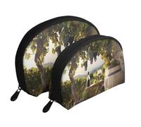 Farmhouse red Wine Printed Makeup Bags 2-Piece Portable Shell Travel Toiletry Bag Cosmetic Organizer Bag for Women