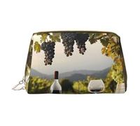 Farmhouse red Wine Printed Small Makeup Bag Portable Leather Make up Bag Travel Zipper Cosmetic Bags Organizer for Women