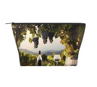 Farmhouse red Wine Printed Travel Makeup Bag Trapeze Cosmetic Bag Makeup Case Toiletry Bag Organiser for Women