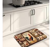 Farmhouse Rooster Kitchen Mats for Floor, Vintage Country Style Soft Mats, Autumn Cushioned Comfort Washable Non Slip Decor Rugs for Kitchen Sinks Laundry Room Bathroom 20x31 Inch