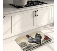 Farmhouse Rooster Kitchen Mats for Floor, Vintage Country Style Soft Mats, Rustic Cushioned Comfort Washable Non Slip Decor Rugs for Kitchen Sinks Laundryroom Bathroom 20x31 Inch