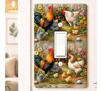 Farmhouse Rooster Light Switch Cover Plates Toggle Switch Covers Plate,4.9" x 3.2" Unbreakable Decorative Electrical Outlet Cover Plates Wall Plate Rooster Farmhouse Gifts for Women Men