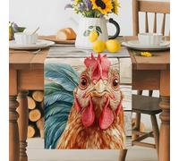 Farmhouse Rooster on Vintage Wood Table Runner 72 Inches Long,Table Runners Kitchen Dining Tables Decoration for Home Party Decor, Rustic Farm Animal Paint Tables Runner Wedding Dresser Scarf