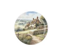 Farmhouse Round Glass Trivet Worktop Saver - Rural Countryside - Textured Kitchen Chopping/Cutting Board Worktop Protector with Non-Slip Feet 20cm x 20cm (8" x 8")