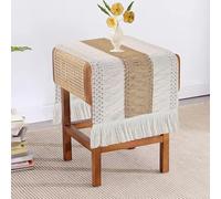 Farmhouse Rustic Small bedside table tablecloth Nightstand table Runner with Tassels Dresser Scarf for Bedroom Bridal Shower Party Spring Fall Thanksgiving Tabletop Decor 30x220cm