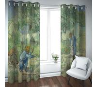 Farmhouse Scenery Blackout Curtains for Living Room Farmhouse First Steps, After Millet Famous Painting Prints Thermal Drapes Grommet W46xL72in 2 Panels
