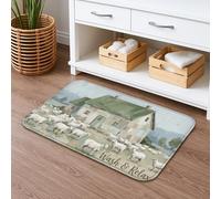Farmhouse Sheep Quick Dry Bath Mat, Rustic Country Style Absorbent Non Slip Shower Mat, Spring Decorative Flannel Washable Bath Rugs for Bathroom Toilet Restroom 20x32 Inch