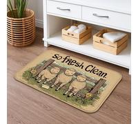 Farmhouse Sheep So Fresh Clean Bath Mat, Rustic Country Style Absorbent Non Slip Shower Rug, Spring Decorative Flannel Washable Bath Rugs for Bathroom Toilet Restroom 20x32 Inch