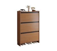 Farmhouse Shoe Storage Cabinet with 3 Flip Drawers Slim Space-Saving for Hallway & Living Room Light Brown 70x18cm/27.6x7.1in Ideal for Apartments