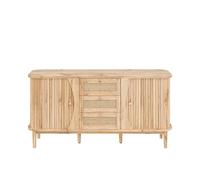 Farmhouse Sideboard with 2 Sliding Doors & 3 Rattan Drawers 140.5 x 40 x 76cm Storage Cabinet for Hallway Bedroom Living Room Rustic Buffet Cabinet