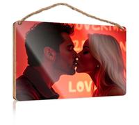 Farmhouse Signs A Couple Shares an Intimate Moment Under Red Lighting Plaque Sign Gifts for Everyone(15X28CM)