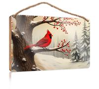 Farmhouse Signs A Red Cardinal Perches On A Snowy Branch Adorned with Berries Plaque Sign Gifts for Everyone(23X35CM)