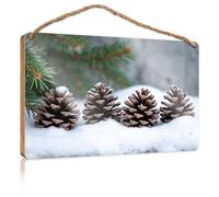 Farmhouse Signs Four Pine Cones in The Snow Plaque Sign Gifts for Everyone(23X35CM)