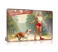 Farmhouse Signs Fun Waterproof Artwork, Western Retro Print For Cafe Pub Classroom | Unique Pre-drilled Custom Soft Ice Skating With My Dog(30X40CM)