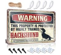 Farmhouse Signs Painting Ready To Hang - Warning This Property Is Protected By A Highly Trained Dachshund Gift For Chef For Beach(20X30CM)