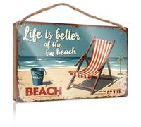 Farmhouse Signs Relaxing Moments: Life Is Better By The Beach Wooded Sign Small Wooden Signs With Sayings Dumb Funny Gifts(15X28CM)