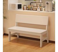 Farmhouse Solid Wood Entryway Bench with Backrest - 70.8in Rounded Corner Shoe Bench for Dining Living Room Hallway Bedroom - Simple Assembly White Finish