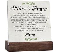Farmhouse Style Nurse's Prayer Plaque With Wooden Stand Decor Nursing Ceramic Sign Plaque Desk Decor Home Office Decorations Gift For Women Men 4x4 Inch