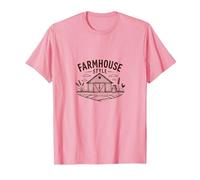 Farmhouse Style Rustic Barn Scene Vintage Country Decor T-Shirt, Men, Pink, S