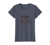 Farmhouse Style Rustic Barn Scene Vintage Country Decor T-Shirt, Women, Heather Blue, XS