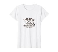 Farmhouse Style Rustic Barn Scene Vintage Country Decor T-Shirt, Women, White, XXL