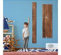 Farmhouse Style Wooden Kids Growth Chart Ruler for Boys and Girls (Rustic Brown - BMK)
