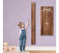 Farmhouse Style Wooden Kids Growth Chart Ruler for Boys and Girls (Rustic Brown - WHT)