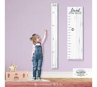 Farmhouse Style Wooden Kids Growth Chart Ruler for Boys and Girls (Weathered White - NTT)
