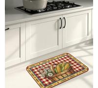 Farmhouse Sunflower Kitchen Mats for Floor, Rustic Checkered Pattern Soft Mats, Autumn Cushioned Comfort Washable Decor Rugs for Kitchen Sinks Laundryroom Bathroom 16x24 Inch