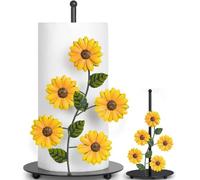 Farmhouse Sunflower Metal Paper Towel Holder Rustic Black | Countertop Design, Kitchen Decor, Fits Jumbo Rolls, Fits Standard Rolls