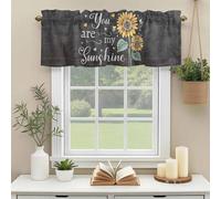 Farmhouse Sunflower Valances for Windows, You Are My Sunshine Rod Pocket Valance Short Window Treatments Curtains for Kitchen Bathroom Bedroom Decor, 54 x 18 Inches
