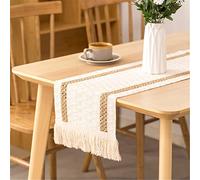 Farmhouse Table Runner Dining Table Runner 108 inch Macrame Boho Table Runner with Tassels Bohemian Style Table Runner for Dining Kitchen Table Decor