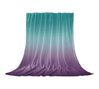 Farmhouse Teal Purple Ombre Throw Blanket - Flannel Fleece Microfiber Nap Blanket for Women/Children, 60" x 50" Hazy Turquoise Rustic Gradient