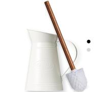 Farmhouse Galvanized Toilet Brush with Holder, West Rustic Wooden Handle Toilet Bowl Brush & Holder Set, Decorative Industrial Toilet Cleaner, French Country Vintage Metal Bathroom Accessories Décor
