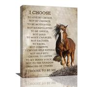 Farmhouse Vintage Horse Pictures - Rustic Wall Art Decor - Inspirational Painting - Western Horse Canvas Prints - Modern Framed Country Home Decoration for Bedroom Office - 12"x16"