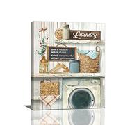 Farmhouse Wall Art Laundry Schedule Funny Rules Decor Country Laundry Room Sign Pictures Painting Print Framed Artwork for Bathroom Decor 16"x20"