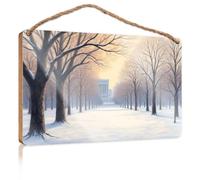 Farmhouse Wall Decor Signs A Serene Winter Landscape with Snow-Covered Trees Leading to A Distant Building Playroom Decor The Room Decorations(23X35CM)