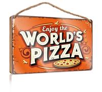 Farmhouse Wall Decor Signs Enjoy The World's Pizza. Outside Fall Decorations Wood Sign Plaque(23X35CM)