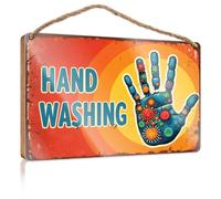 Farmhouse Wall Decor Signs Hand Washing Is Essential For Health. Outside Fall Decorations Wood Sign Plaque(23X35CM)