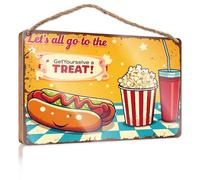 Farmhouse Wall Decor Signs Let's All Go To The Cinema For A Treat! Outside Fall Decorations Wood Sign Plaque(23X35CM)