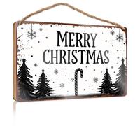 Farmhouse Wall Decor Signs Merry Christmas With Snowflakes And Trees. Outside Fall Decorations Wood Sign Plaque(23X35CM)