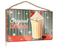 Farmhouse Wall Decor Signs Original Milkshake With Whipped Cream And Strawberries. Outside Fall Decorations Wood Sign Plaque(20X30CM)