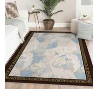Farmhouse Washable 60x120 Area Rugs for Living Room Bedroom Dining Room Kitchen William Morris Rugs Blue Ivory Beige Leaf Pattern Rug for Office Stain Resistant Non Slip Large Botanical Area Rug