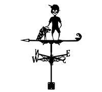Farmhouse Weather Vane Roof Mount,Man and Jackal Weathervane Professional Measuring Tool Garden Yard,Easy to Assemble Wind Direction Indicator Kit Outdoor Bracket