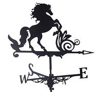 Farmhouse Weather Vane Roof Mount Rod, Metal Weather Vanes Wind Direction Indicator Outdoor Bracket Weather Vane Garden Weathervane Yard - Horse