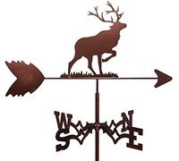 Farmhouse Weather Vane Roof Mount Rod,Wind Direction Indicator Deer Retro Elk Corgi Car Squirrel Wolf Silhouette Outdoor Metal Bracket Weathervane for Garden Yard,Elk