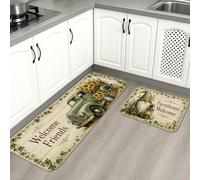 Farmhouse Welcome Kitchen Mats for Floor, Rustic Gnome Sweet Home Soft Mats, Spring Cushioned Comfort Washable Decor Rugs for Kitchen Sinks Laundryroom Bathroom 2pcs