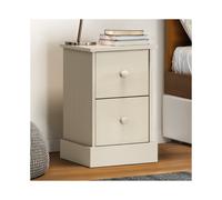 Farmhouse White 2 Drawer Bedside Cabinet Table Solid Wood Pine Wooden